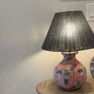 Karma Floral Table Lamp with Black Shade